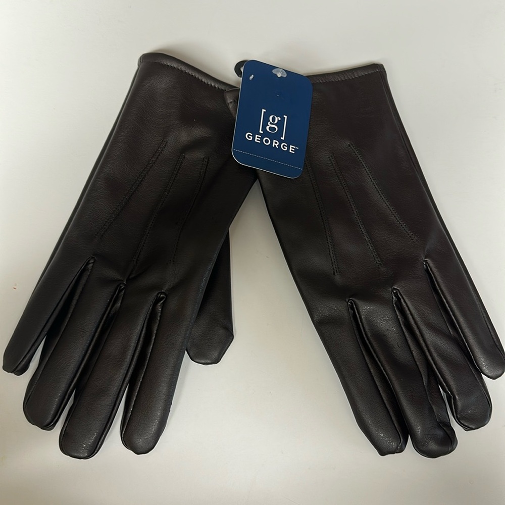 George faux leather women’s brown rain snow gloves size L/XL